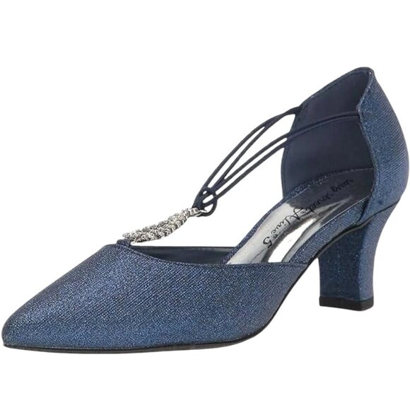 Easy Street Women's Navy Blue Glitter Heel Size 8.5 New - Picture 1 of 12